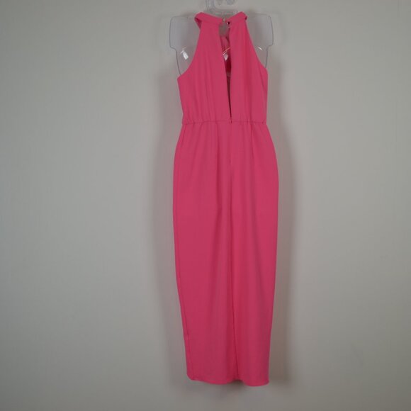 Julia Jordan Knot Halter Neck Sleeveless Faux Wrap Tulip Hem Mid Maxi Womens 2 - Picture 6 of 11